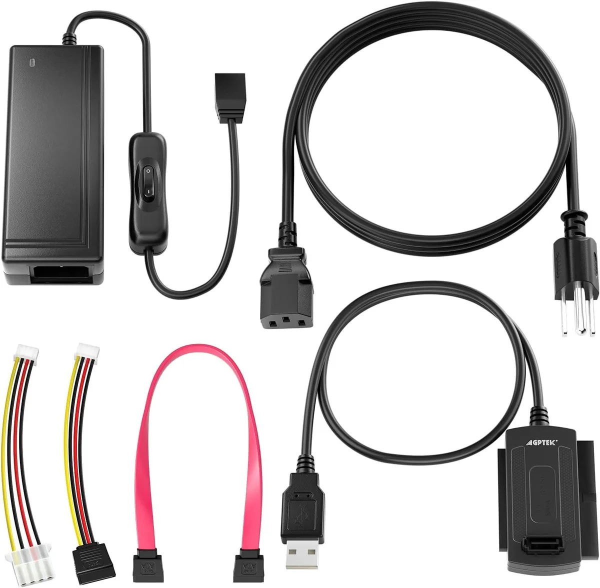 Asepxia Asepxia SATA/PATA/IDE Drive to USB 2.0 Adapter Converter Cable 2.5 3.5 with AC Power Adapter — product photo