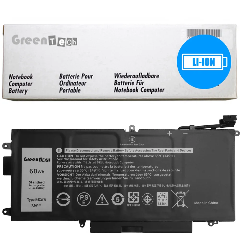 NShi NShi N18GG 60Whr 7.6V 4 Cell Laptop Battery for Dell Latitude 5289 7389 7390 2-in-1 — product photo
