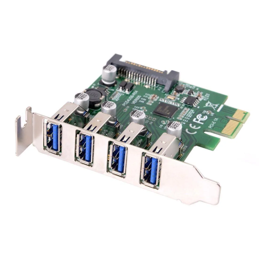 Vszerda Vszerda U3-101 4-port PCIe x1 USB 3.0 expansion card with 80/120mm bracket — product photo
