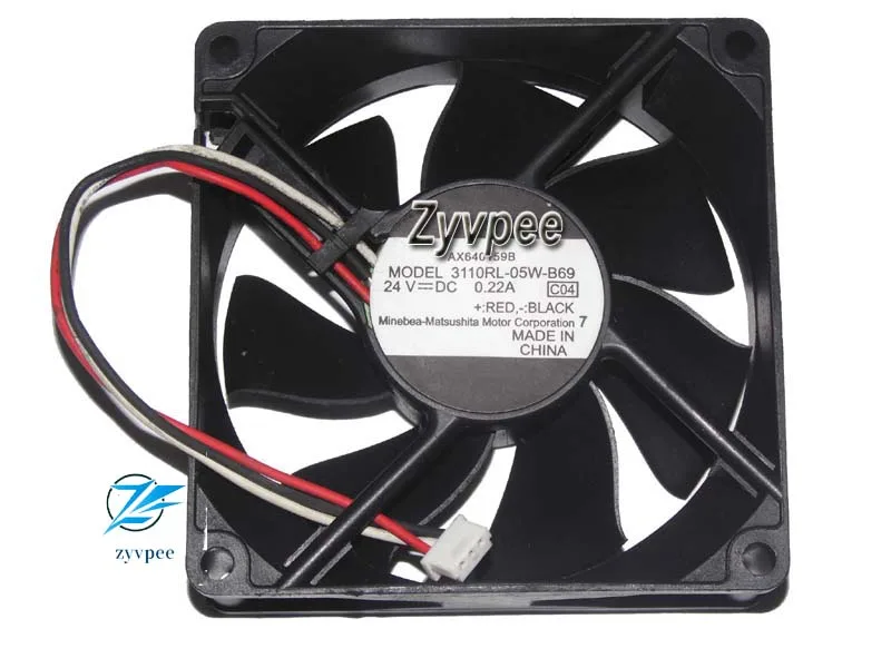 Zyvpee Zyvpee 3110RL-05W-B69 C04 80x25mm 24V 0.22A 3 Pin Ball Bearing Case Fan — product photo