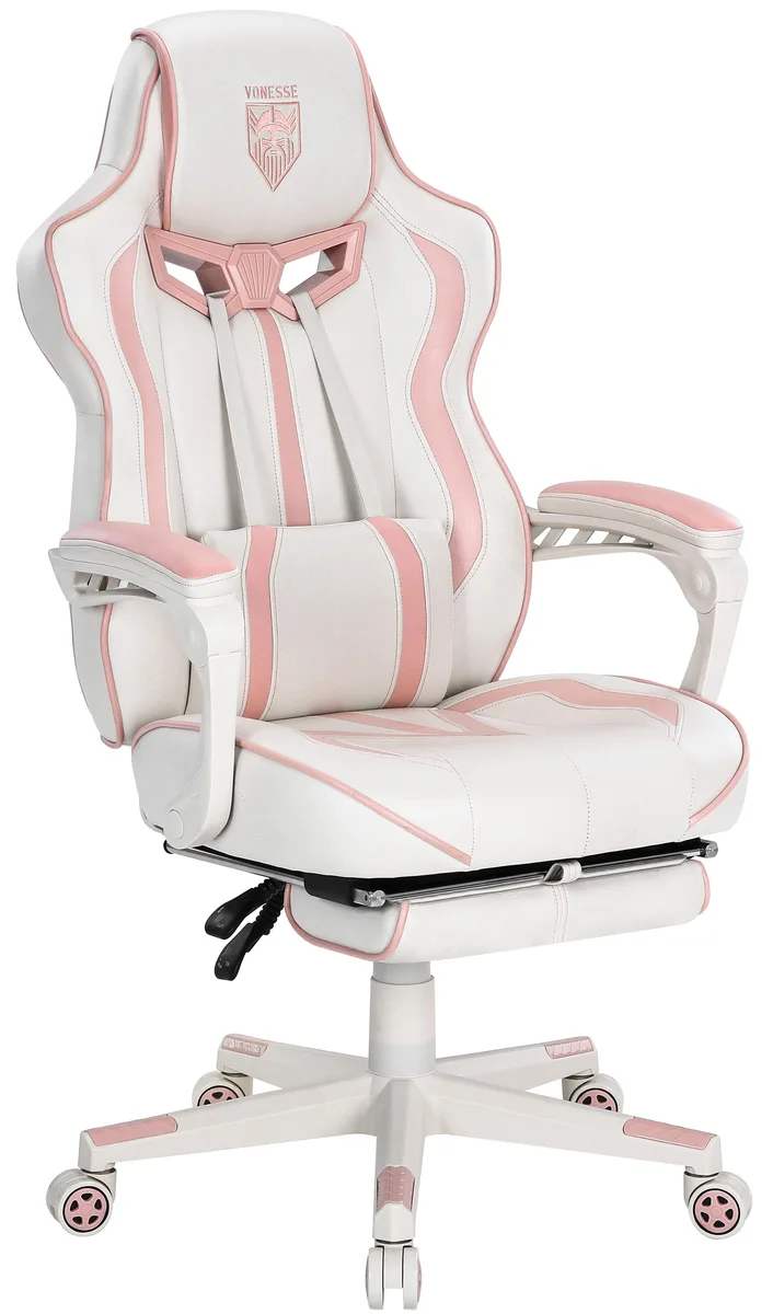 Vonesse Vonesse Pink Gaming Chair with Massage Lumbar and Footrest — product photo