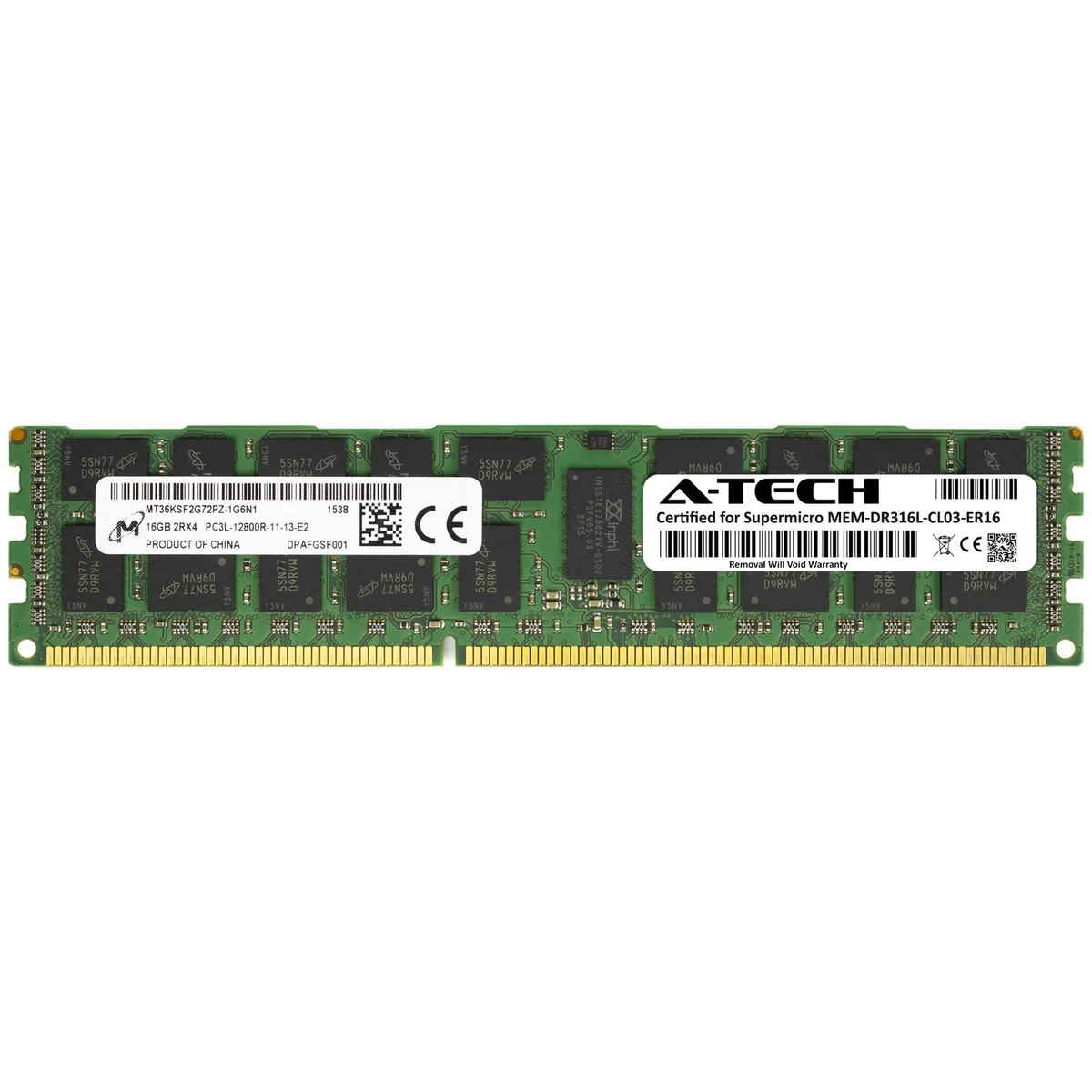A-Tech A-Tech 16GB DDR3L 1600 ECC Registered RDIMM 2Rx4 1.35V Server Memory — product photo