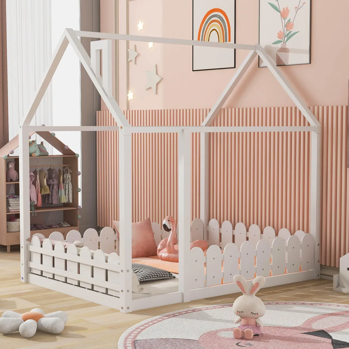 tuphen tuphen Full Size House Bed Frame White 78.7x57.5x78.3in — product photo