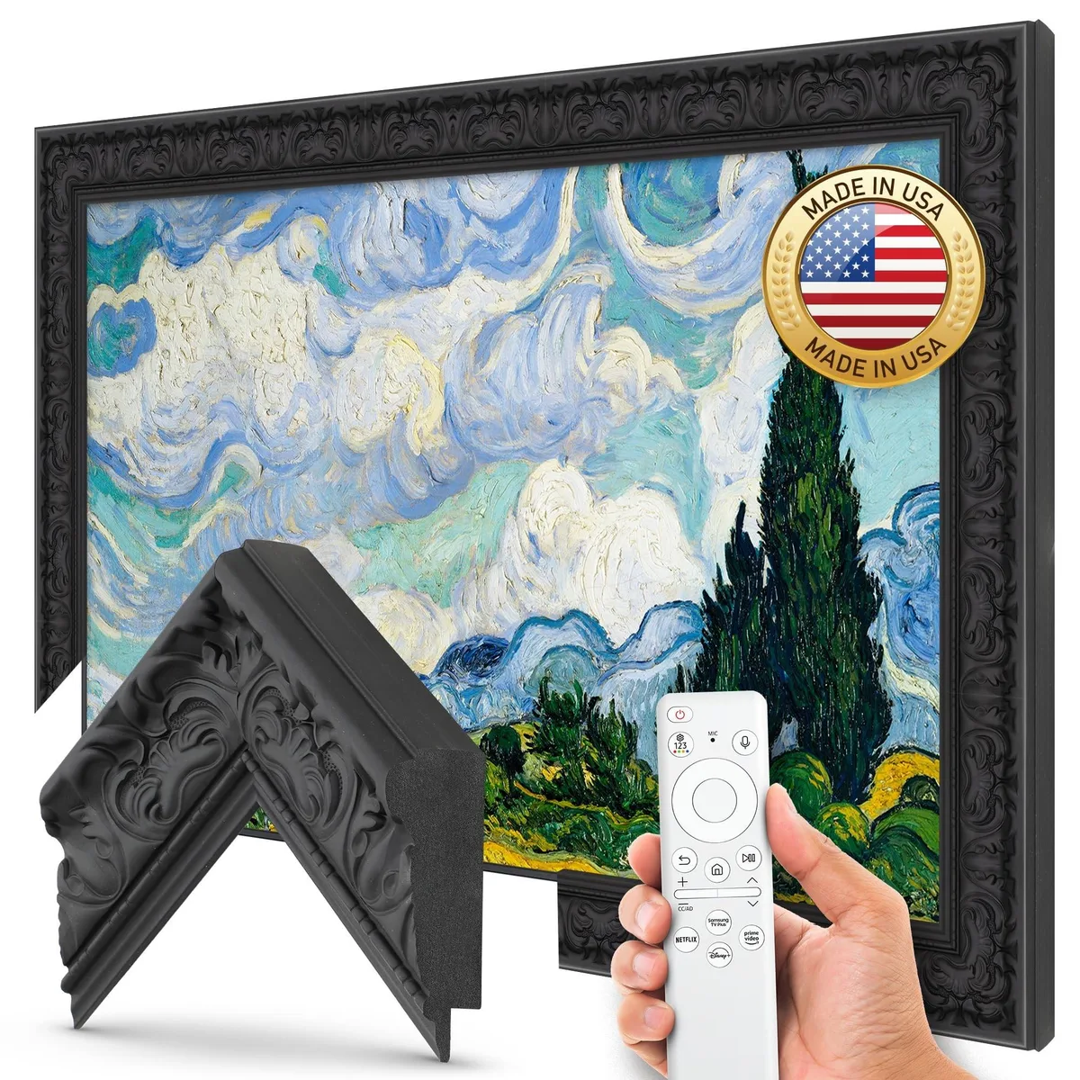 Frame My TV Frame My TV Tuscan Matte Black 50" Premiere Deco TV Frame 2 in 1 accessory — product photo
