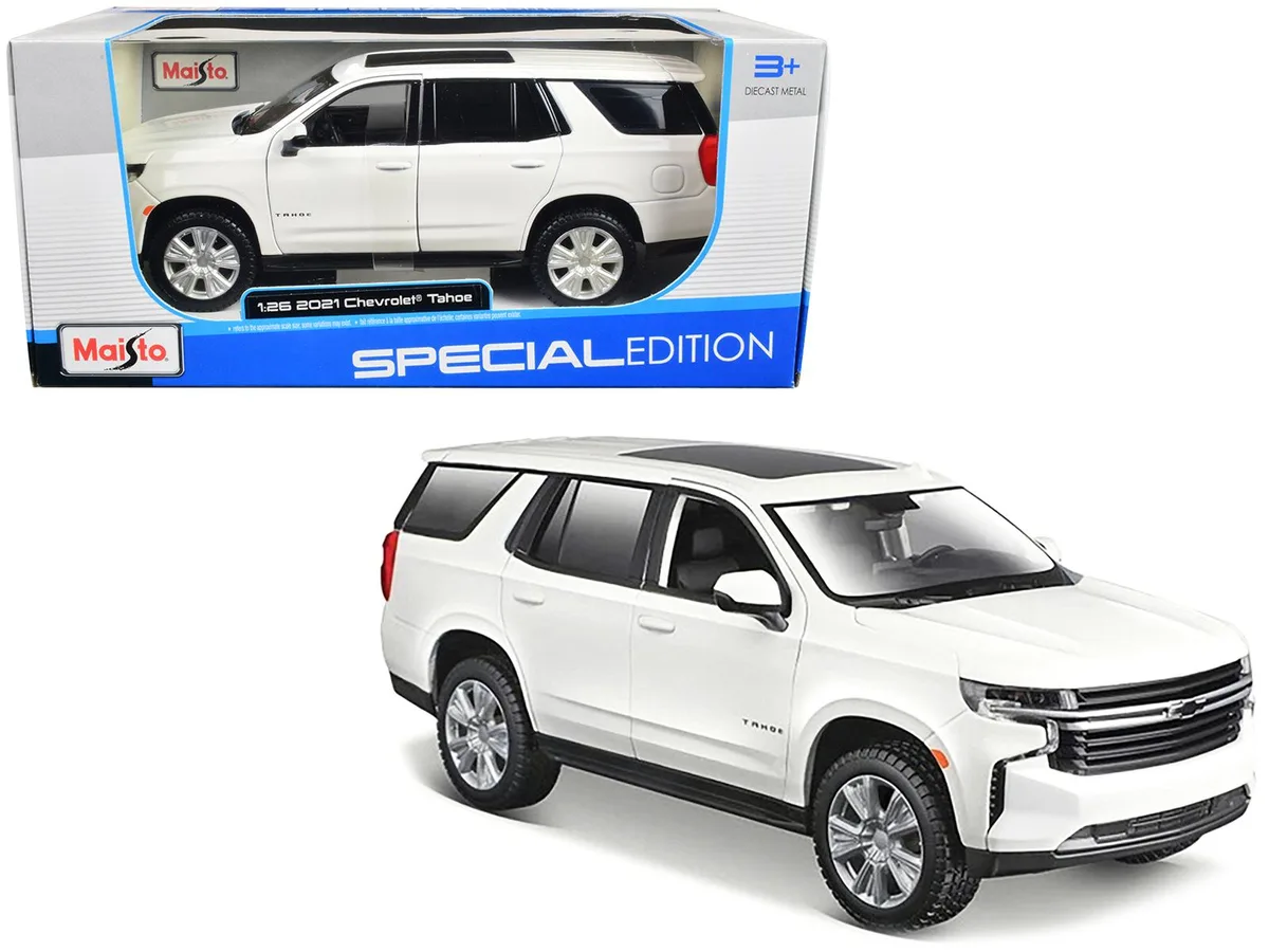 Maisto Maisto 2021 Chevrolet Tahoe White with Sunroof Special Edition 1/26 Diecast Car — product photo