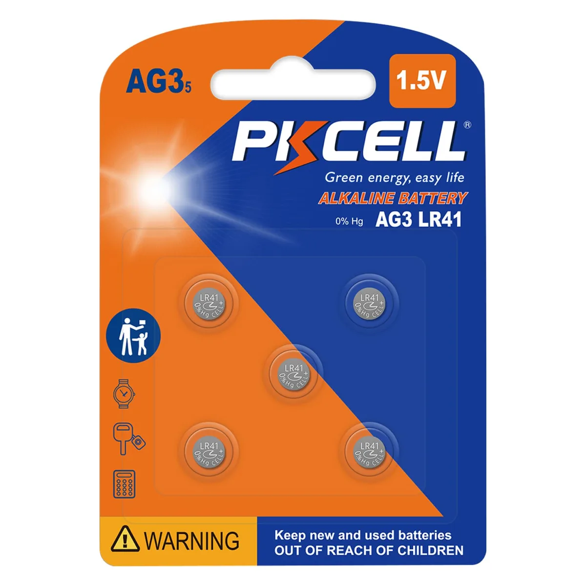 No Sew No Sew AG3 1.5V alkaline button cell 35mAh 5-pack — product photo