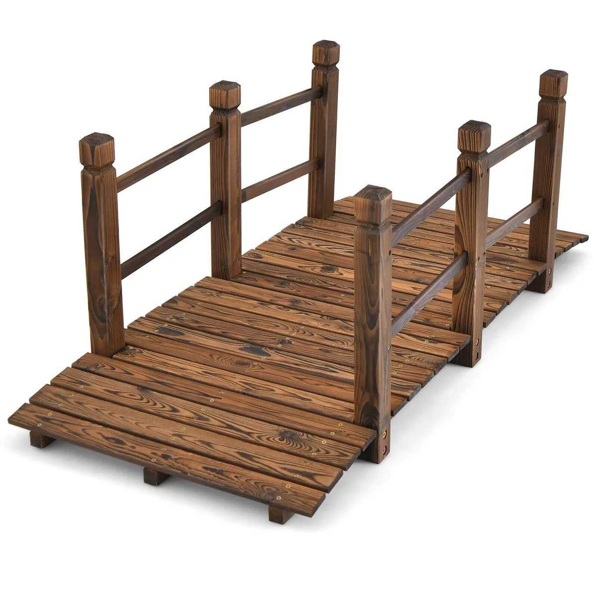 SlickBlue SlickBlue 5 ft Wooden Garden Bridge 400 lb Capacity Brown garden decor — product photo