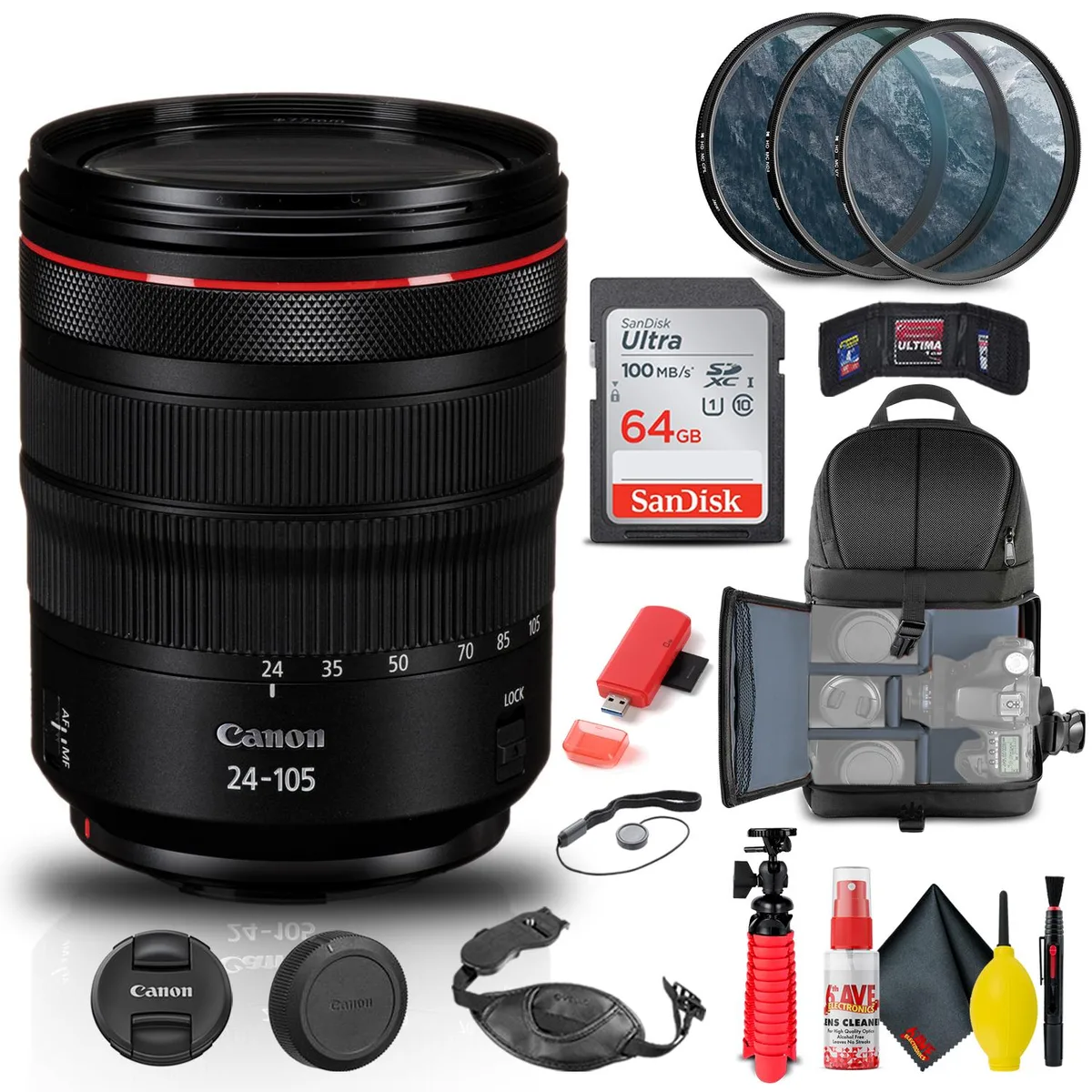 Canon Canon EF 24mm f/1.4L II USM Lens 2750B002 + Filter + Backpack + 64GB — product photo