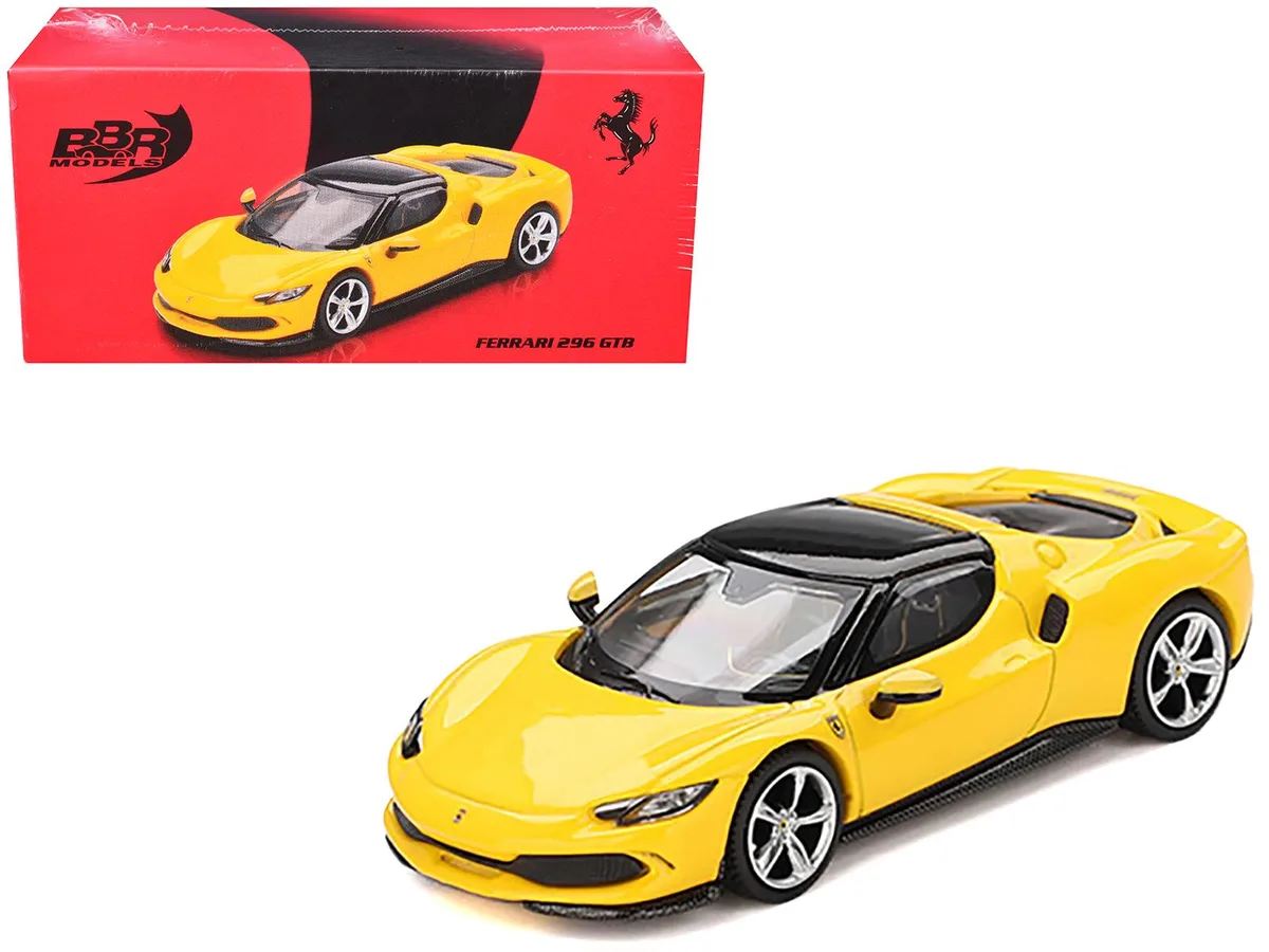 BBR BBR Ferrari 296 GTB Giallo Modena Yellow Black Top 1/64 Diecast — product photo