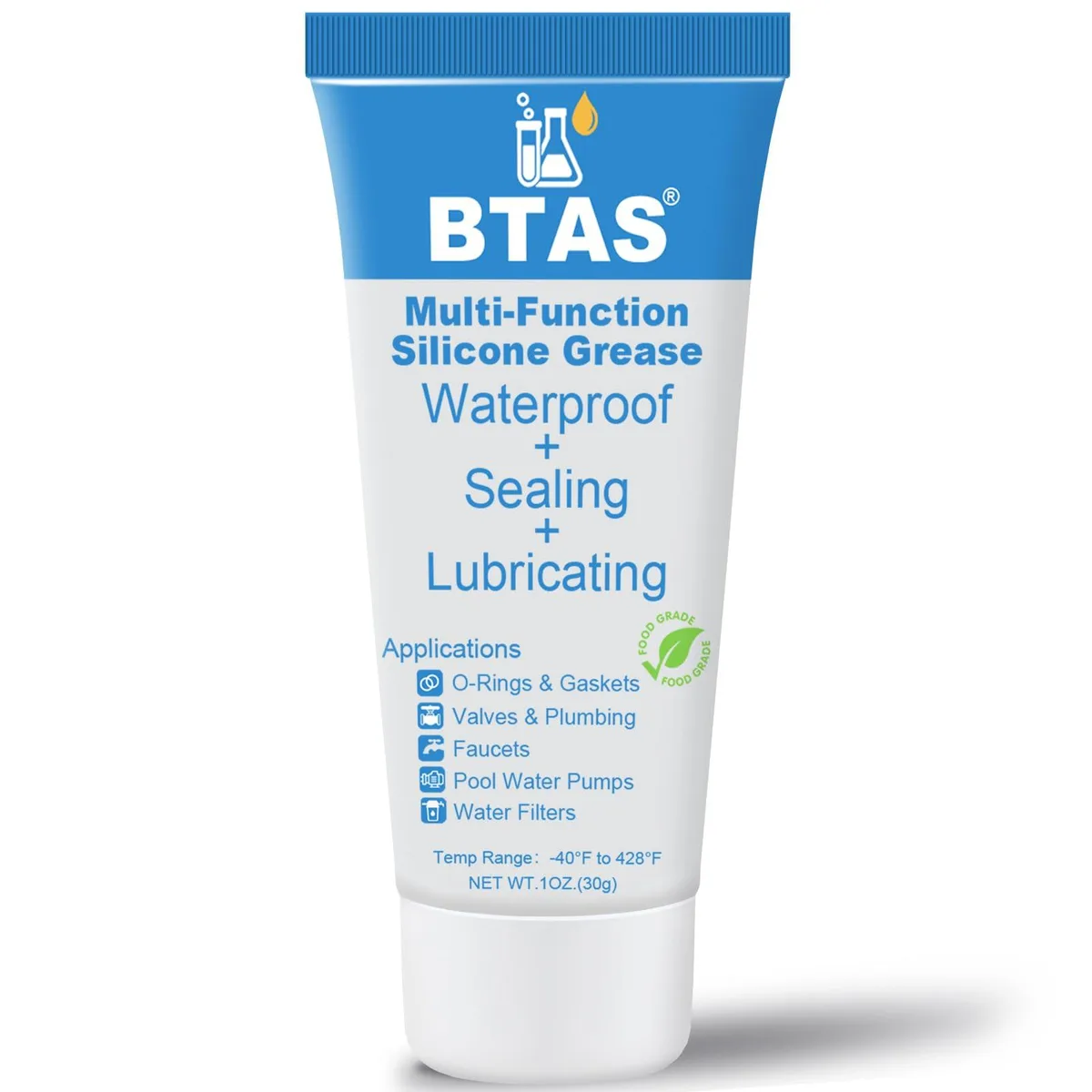Small white tube of food-grade silicone gel, 11 cm tall