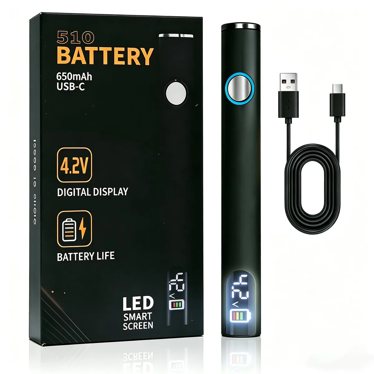 Portable Soldering Iron USB-C Rechargeable 510 Thread 3-Level Temperature Black — product photo