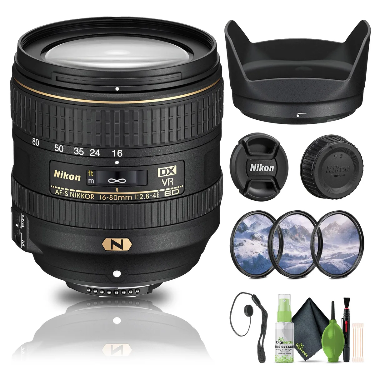 Nikon Inc Nikon AF-S DX NIKKOR 16-80mm f/2.8-4E ED VR Lens Bundle camera lens — product photo