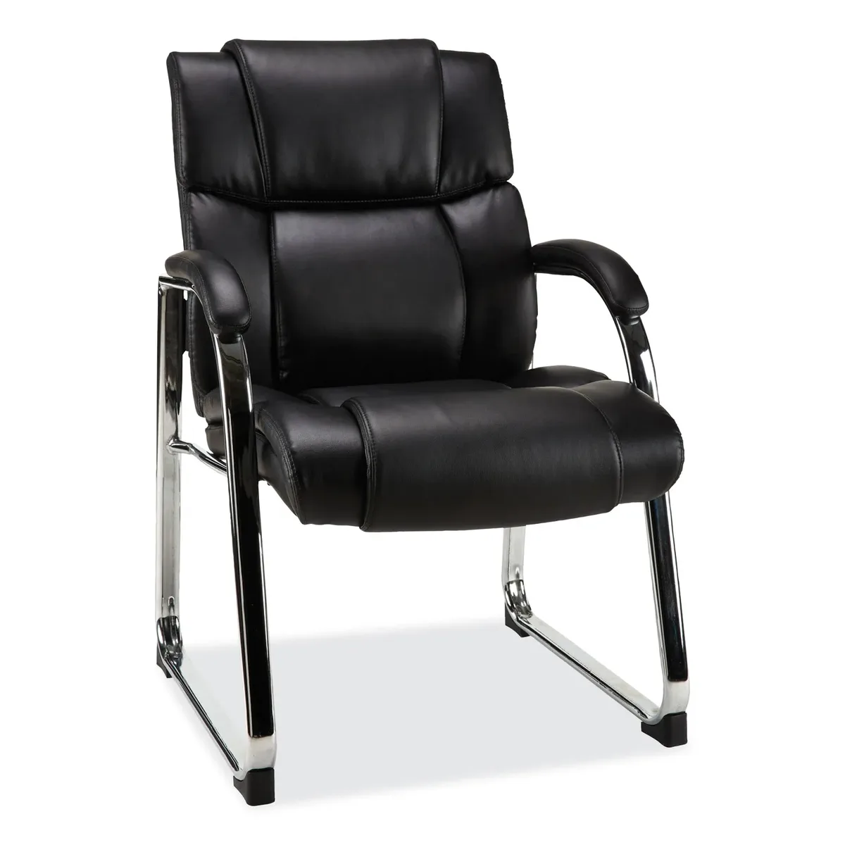 Alera Alera ALEHD4319 Guest Stacking Chair Black Bonded Leather Chrome 275 lb — product photo