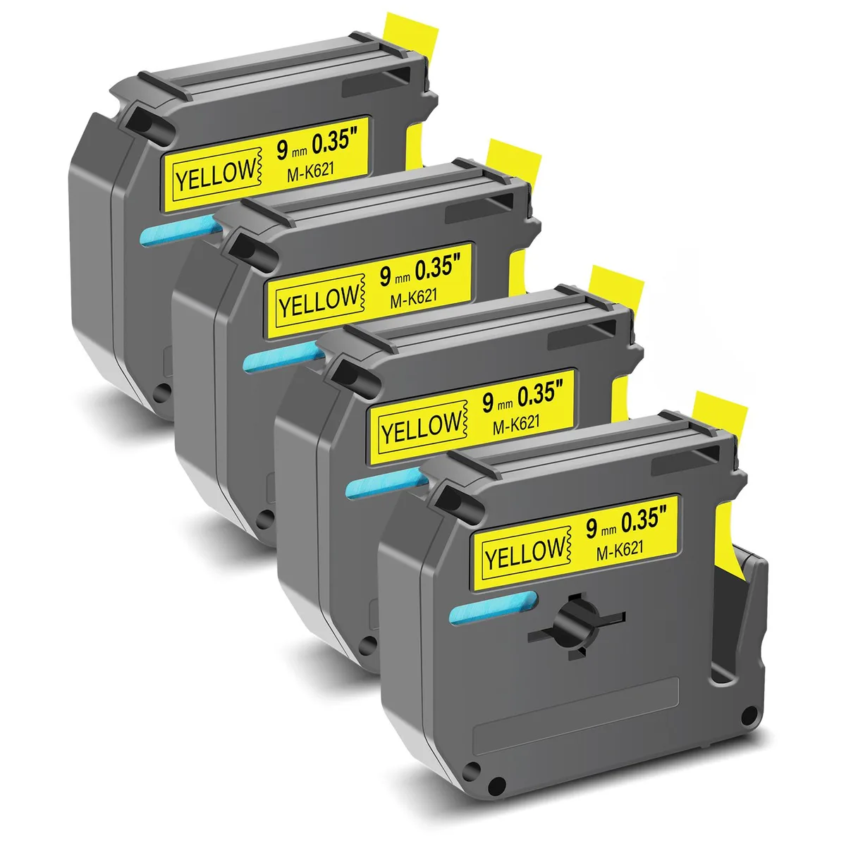 GREENCYCLE GREENCYCLE MK-621 label tape 9mm 8m black on yellow 4 pack — product photo