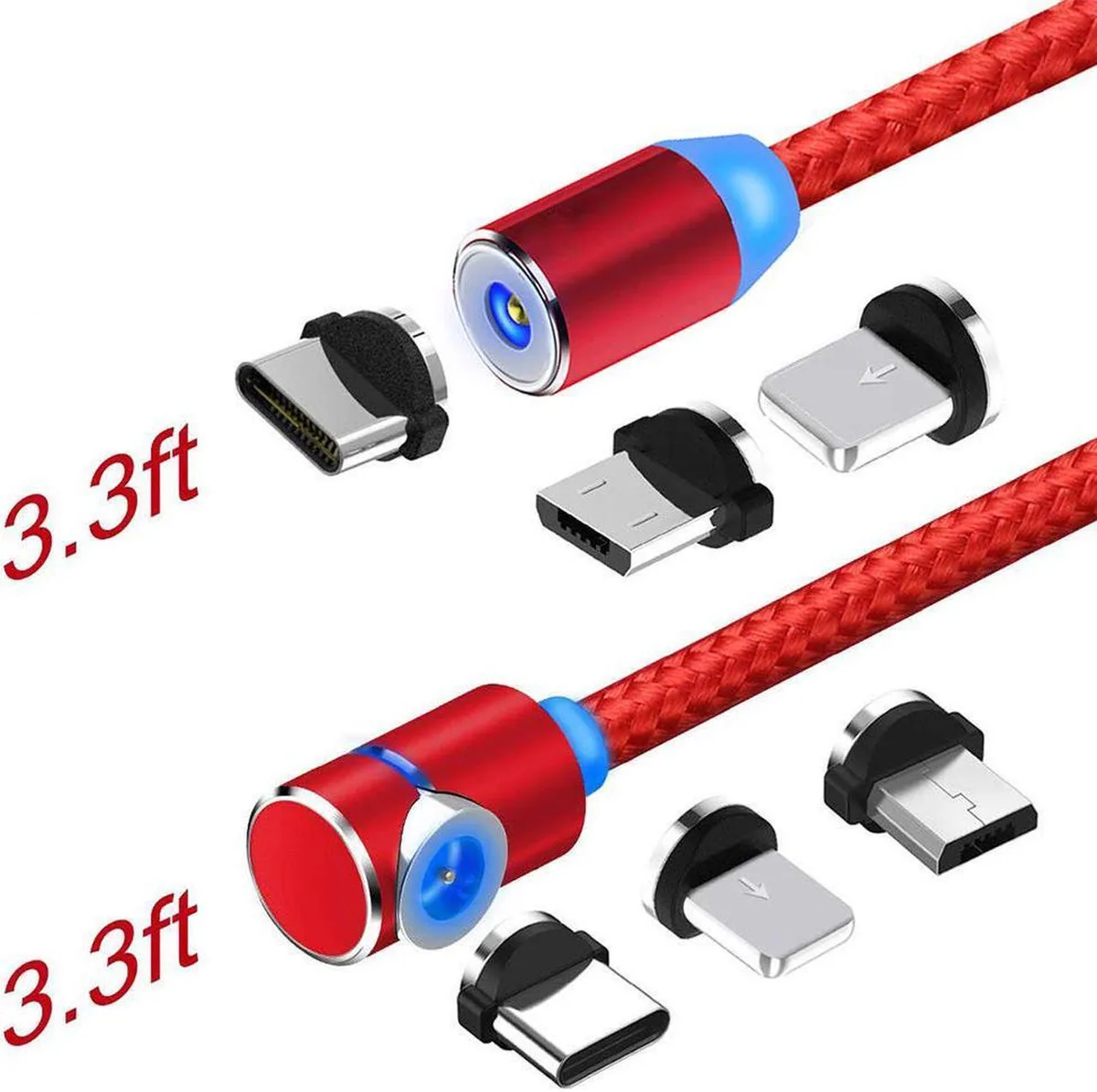 Aomoproing Aomoproing Magnetic USB C Cable 2-Pack 3.3 ft Red 2.4A — product photo