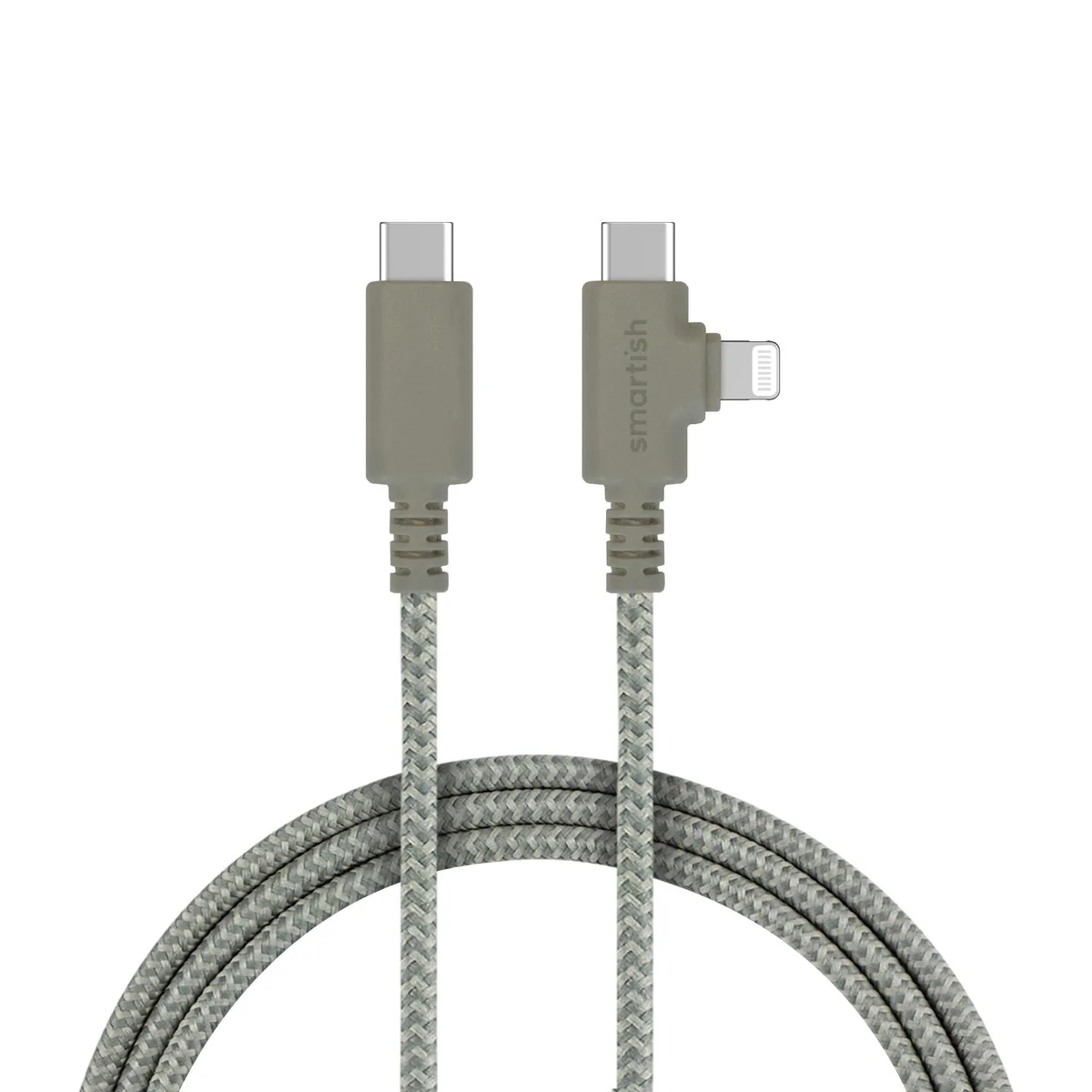  Smartish Crown Joule 2-in-1 USB-C/Lightning Cable 6 ft 100W Beige — product photo