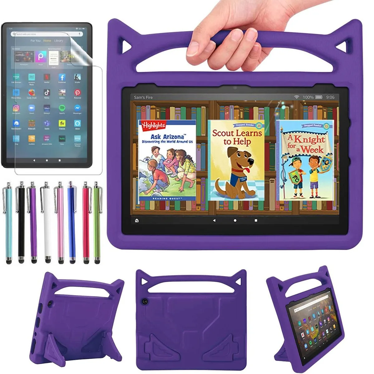 anicestore anicestore Purple Kid-Proof Case with Handle Stand for Amazon Fire Max 11 11 inch (13th Generation, 2023) — product photo