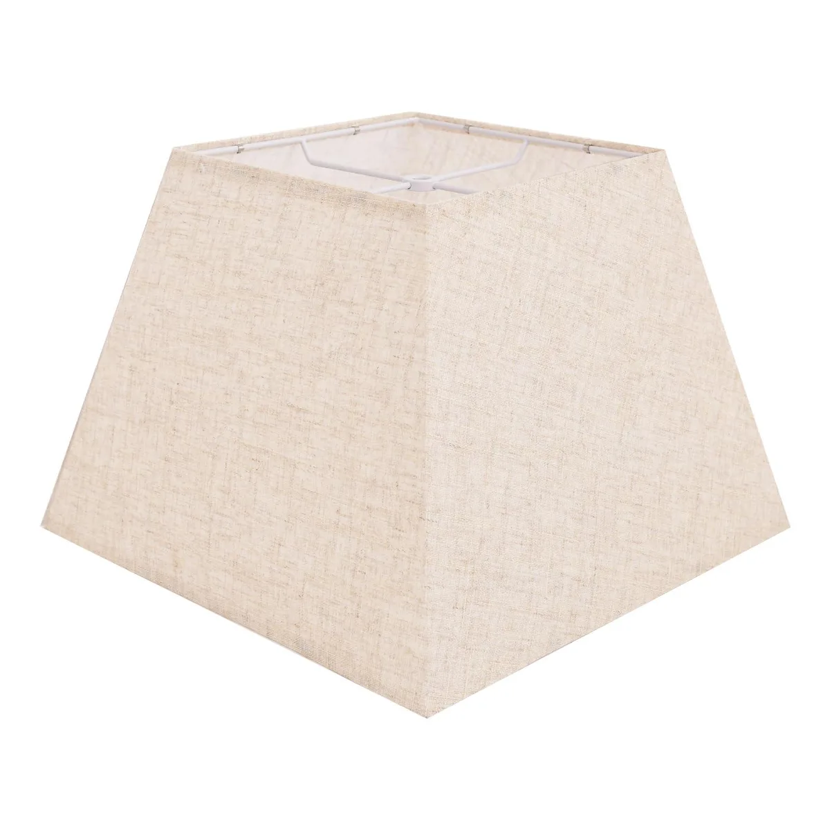 Square beige linen lampshade, 13 inch base tapering to 8 inch top, 10 inch height