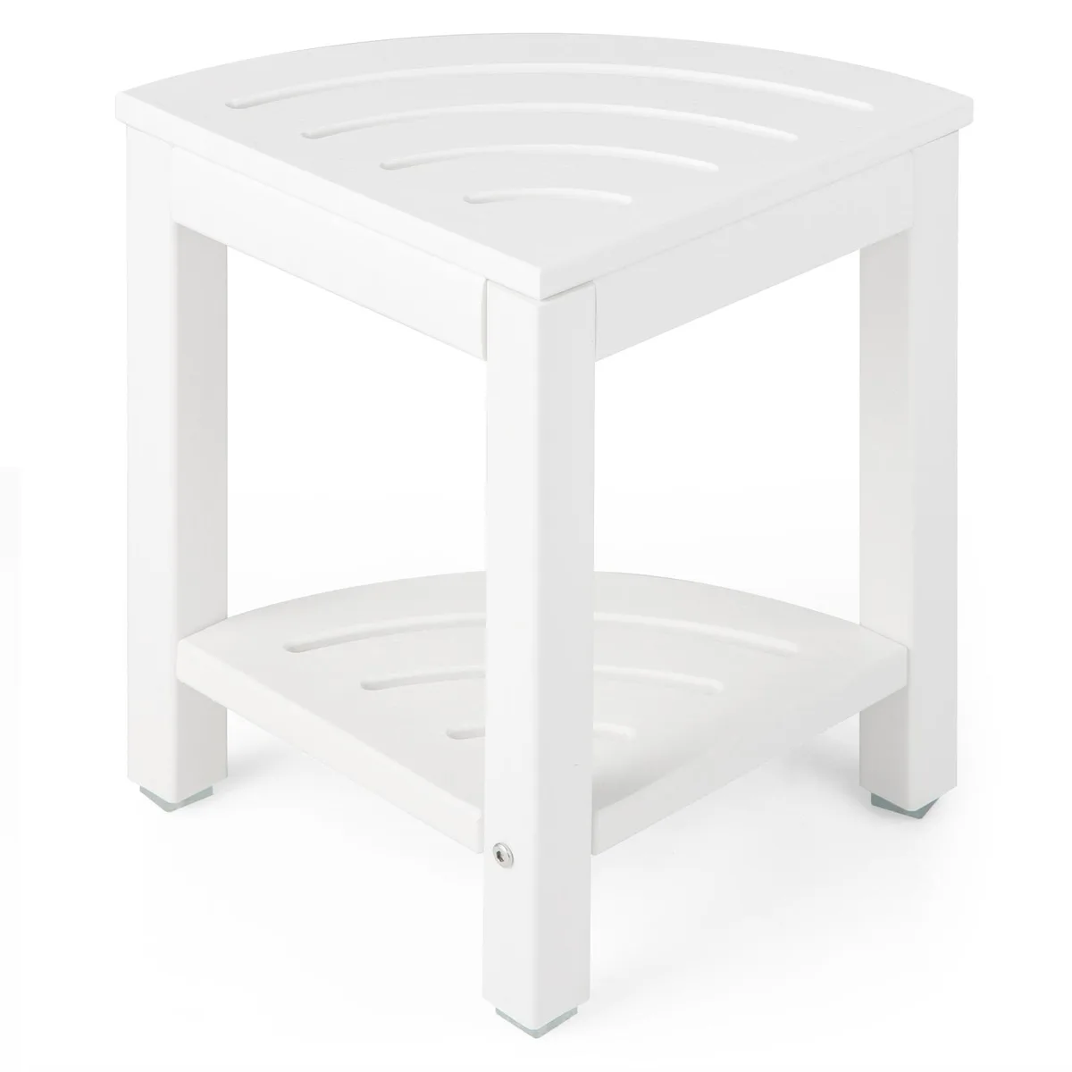 SlickBlue SlickBlue Corner Shower Bench Stool with Storage Shelf White 13x13x17in — product photo