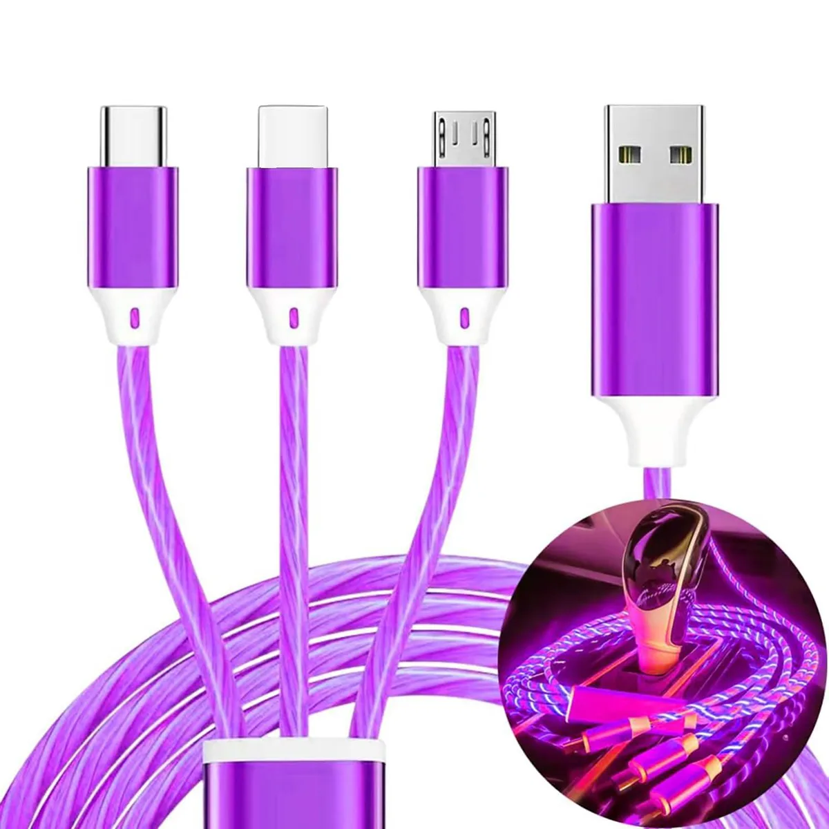 Mobee Mobee 3-in-1 LED Charging Cable 3A 66W — product photo