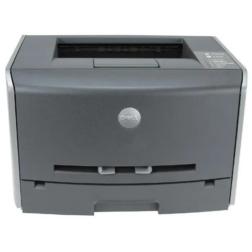 Compact grey desktop laser printer with single paper tray