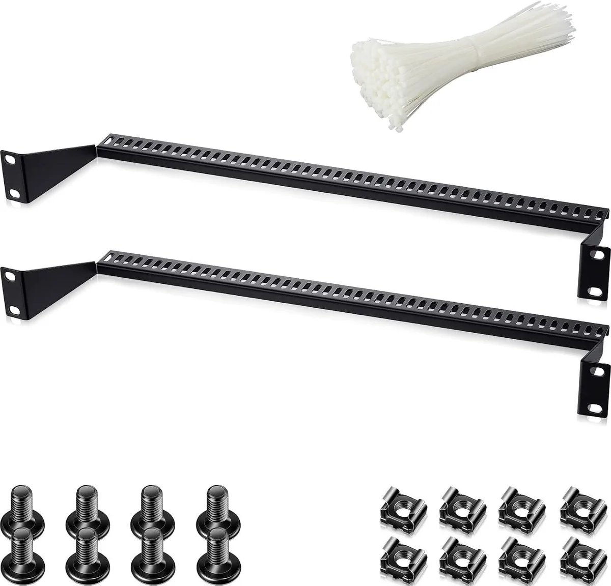 TAURKENAM TAURKENAM 2 Pcs 1U Horizontal 19 Inch Rack Mount Cable Management Bar with 50 Ties — product photo