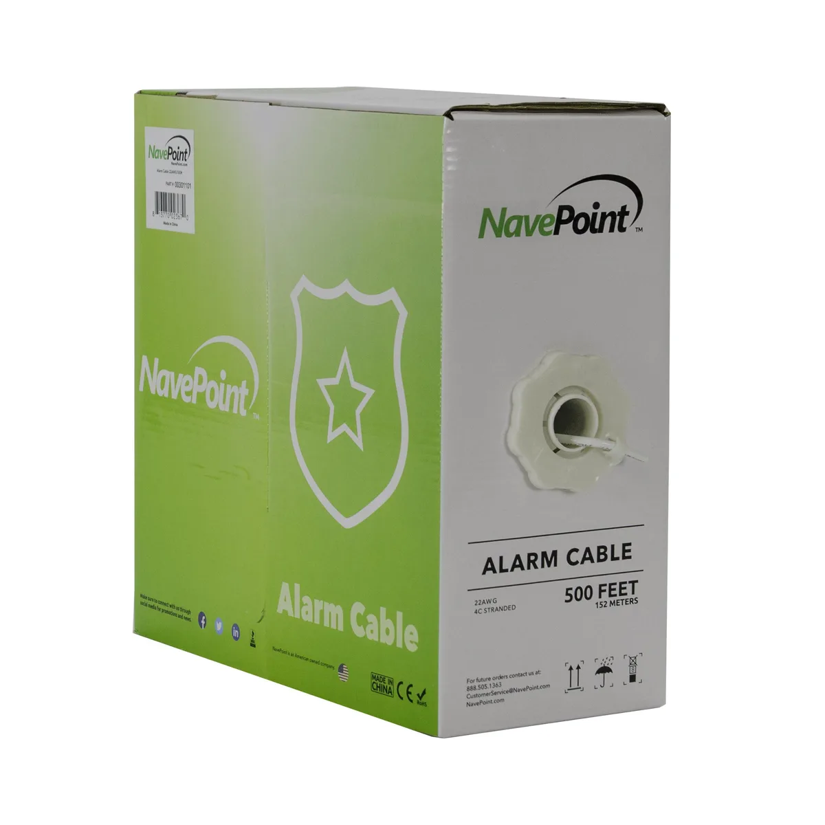 NavePoint NavePoint Security Alarm Cable 22/4 22AWG 500ft White — product photo