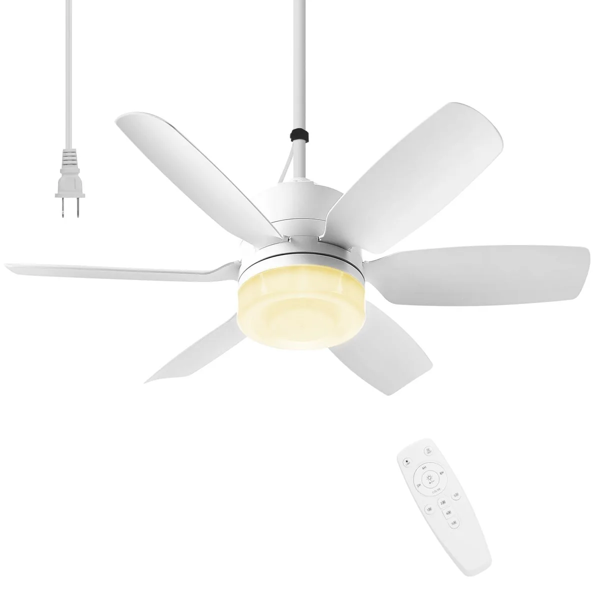  FS-16E 20.5" Plug-in Ceiling Fan with Light, Remote, 5 Speeds — product photo