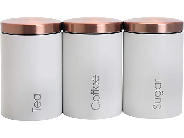 MegaChef MegaChef MC-311W-W 3-Piece Labeled Canister Set Matte White storage — product photo