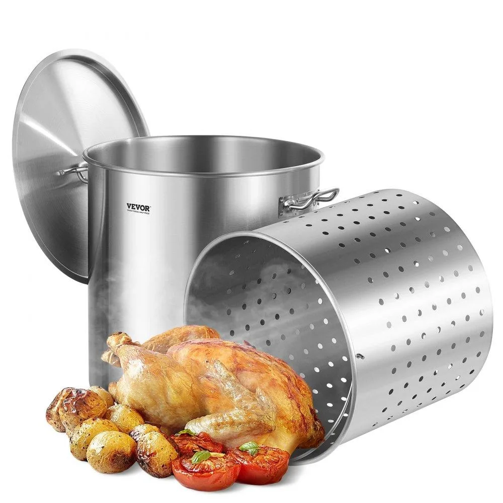VEVOR VEVOR 84 QT Stainless Steel Stockpot with Basket, Lid and Handle — product photo