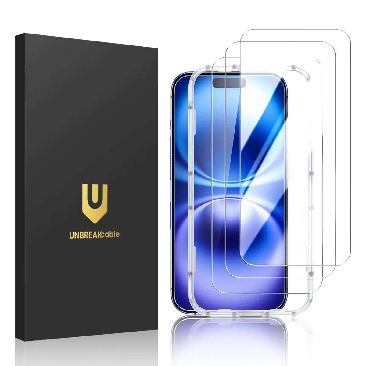  UNBREAKcable 3-Pack Tempered Glass Screen Protector iPhone 16 6.1 inch — product photo