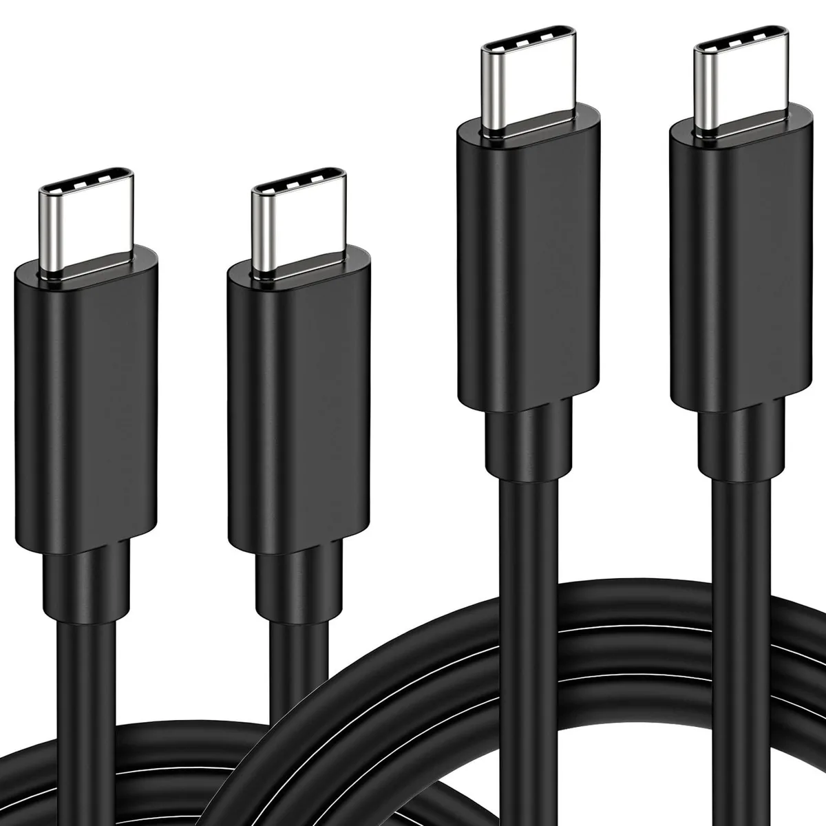 Two black USB-C to USB-C cables, 3.3 ft each, male-to-male connectors