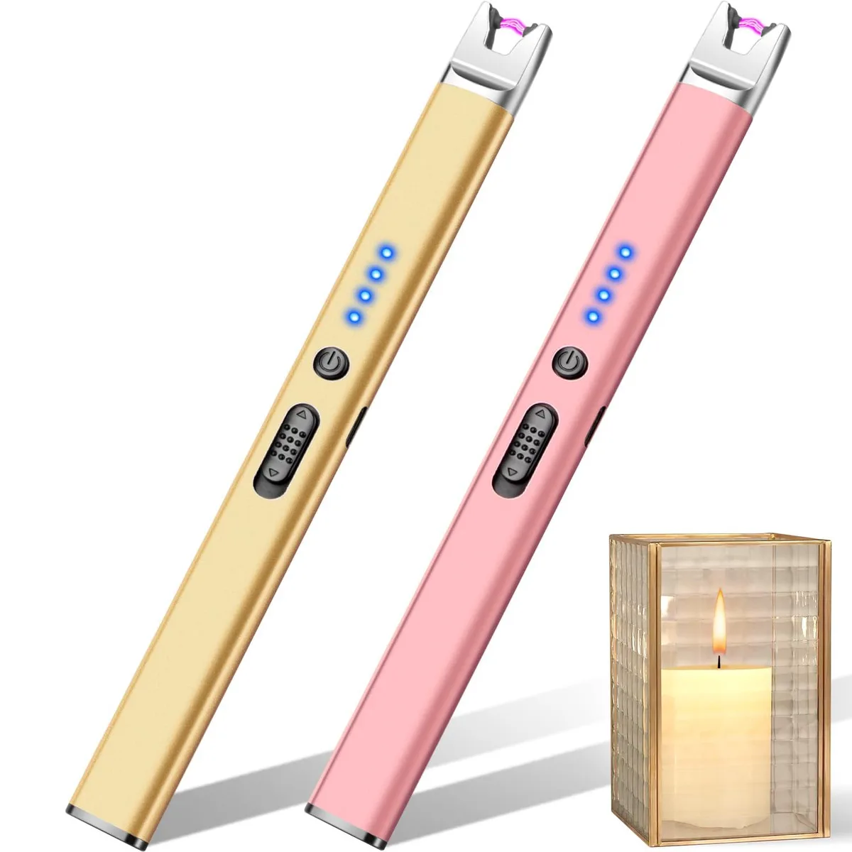  LcFun 2 Pack Plasma Arc Lighter USB Rechargeable Gold Pink — product photo