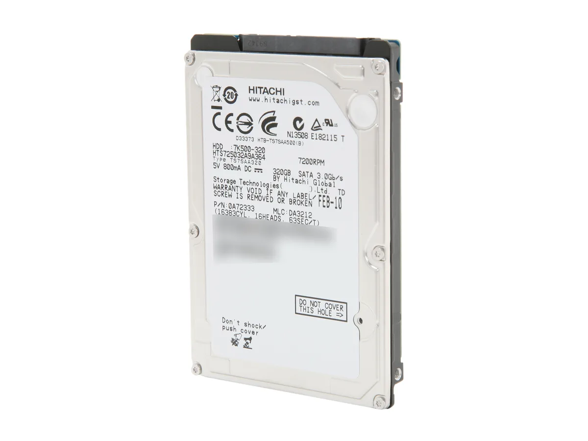 HGST HGST 0A72333 Travelstar 7K500 320GB 7200 RPM 16MB SATA 3.0Gb/s 2.5" laptop hard drive — product photo