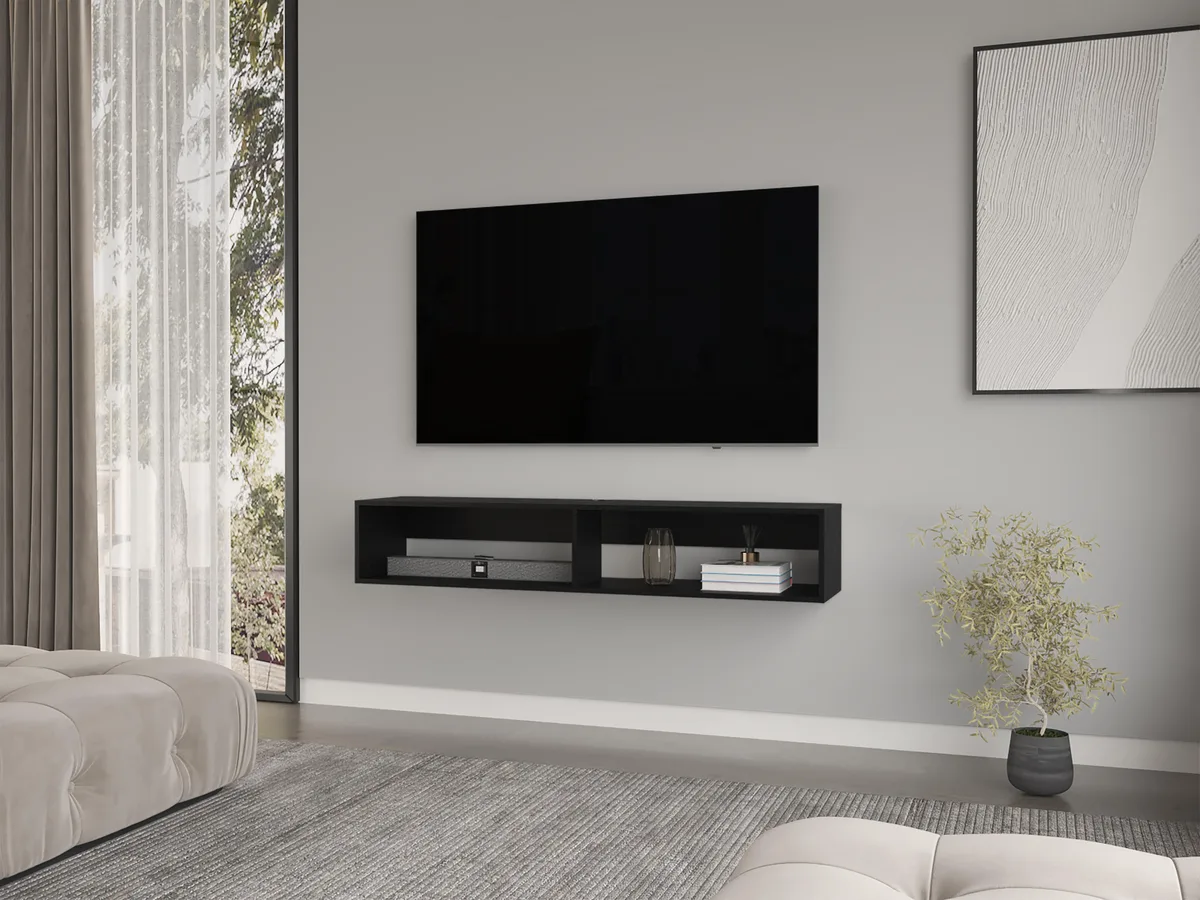 tuphen tuphen Floating TV Stand Moore Black 28.6"W x 8.8"D x 9.2"H — product photo