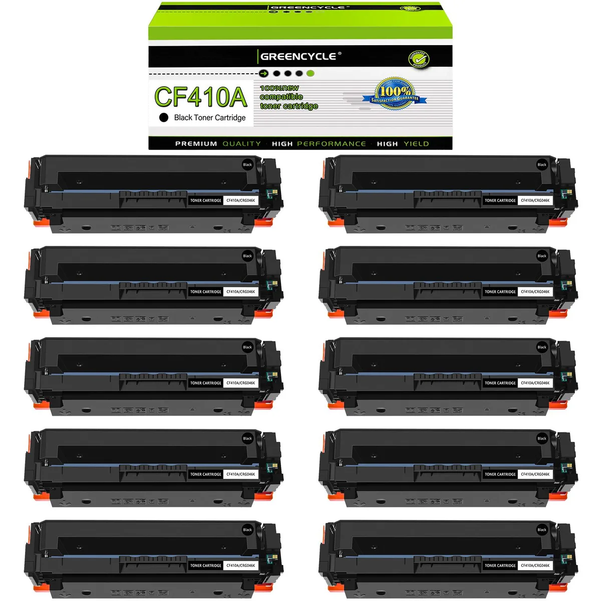 GREENCYCLE GREENCYCLE 10 Pack 410A CF410A Black Toner Cartridge — product photo