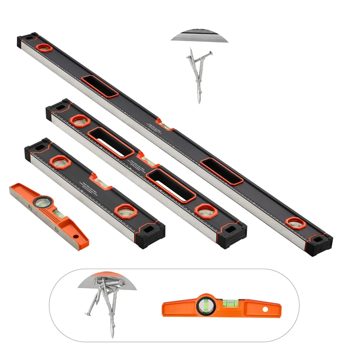 VEVOR VEVOR 4-Piece Torpedo Level Set 10/16/24/48 Inch Magnetic Aluminum — product photo