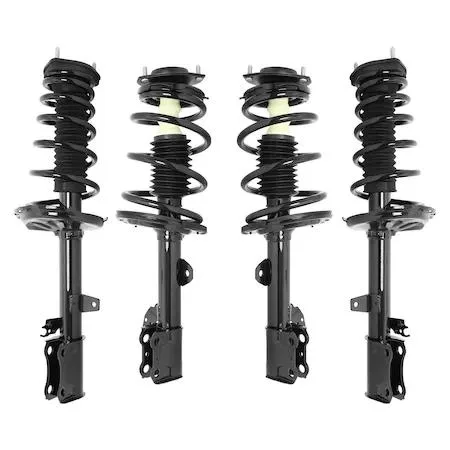 Unity complete strut assembly kit, four silver metal units with black coil springs