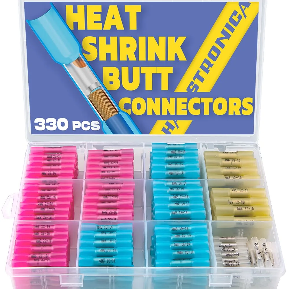  Haisstronica 330PCS Heat Shrink Butt Connectors Marine Grade Waterproof UL Listed — product photo