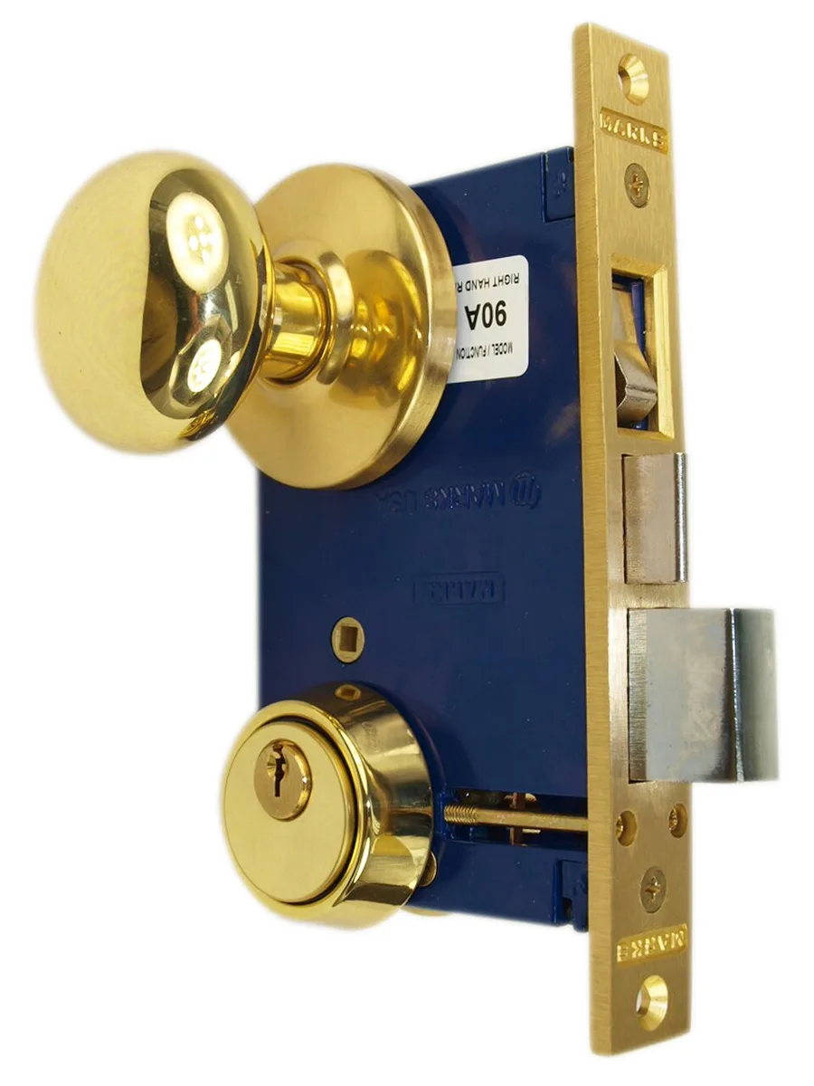 Marks USA Marks USA 22AC/3-W RHR Polished Brass Double Cylinder Mortise Door Lock 2-1/2" Backset — product photo