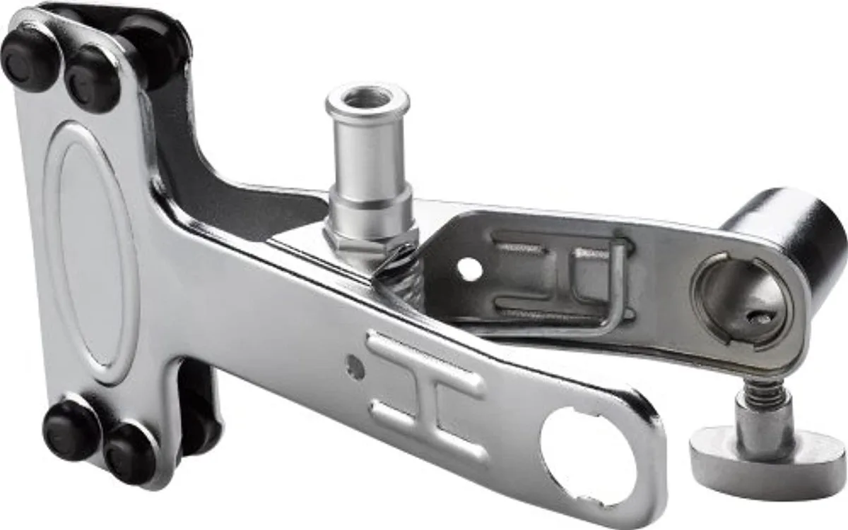 Silver steel spring clamp with 5/8 inch stud and socket, jaws open 5-40mm