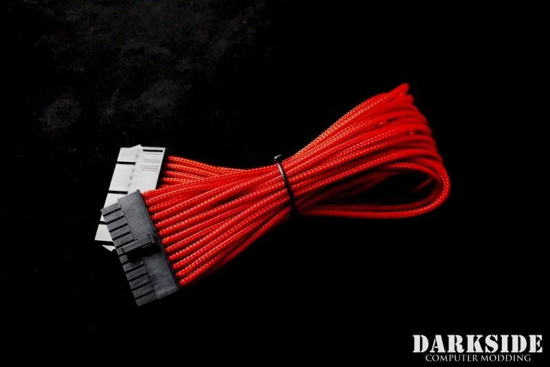Darkside Computer Modding Darkside Computer Modding 24-Pin ATX 12" 30cm HSL Single Braid Extension Cable Red UV DS-0181 — product photo