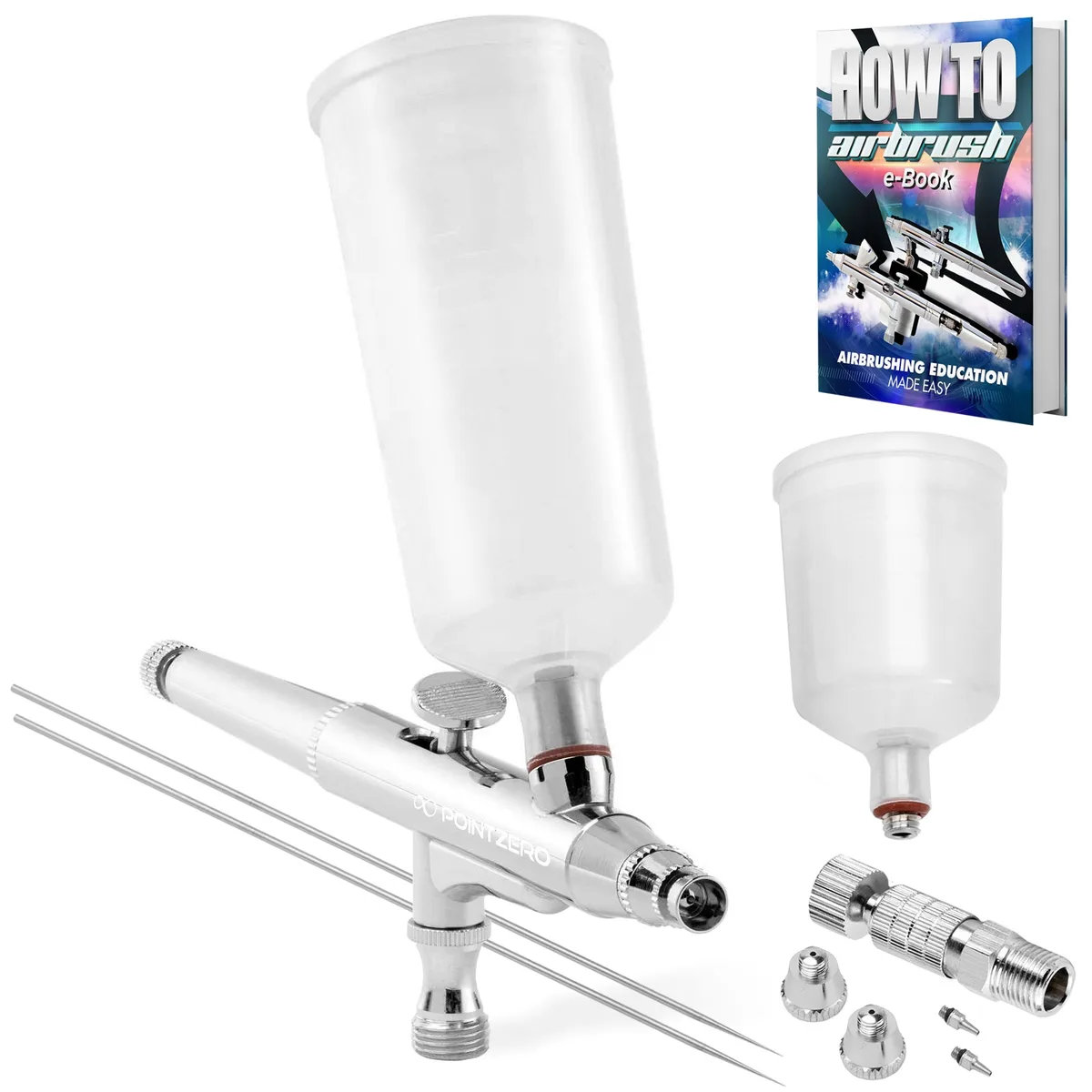 POINTZERO POINTZERO PZ-262xs Dual Action Gravity-Feed Airbrush Set 20cc 40cc 0.2 0.3 0.5mm — product photo