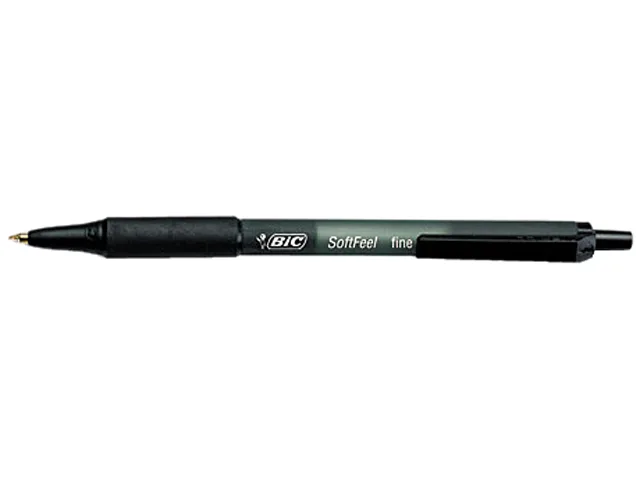 BIC BIC SCSF11BK Soft Feel Ballpoint Pen Black Ink Fine Dozen — product photo