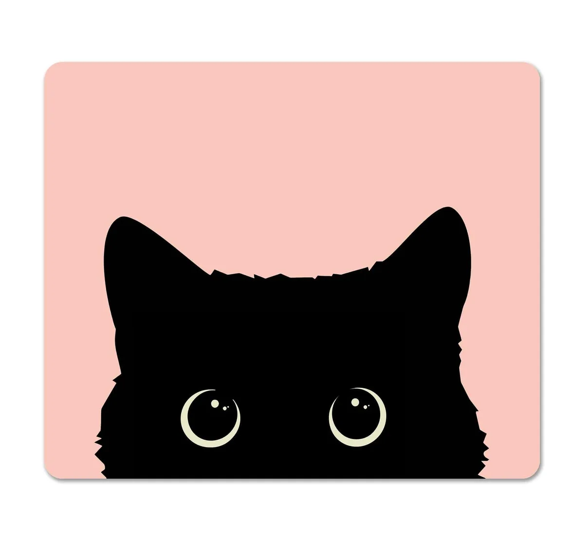  Pink Cat Mouse Pad, Black Cat on Pink, 9.5x7.9 inch — product photo