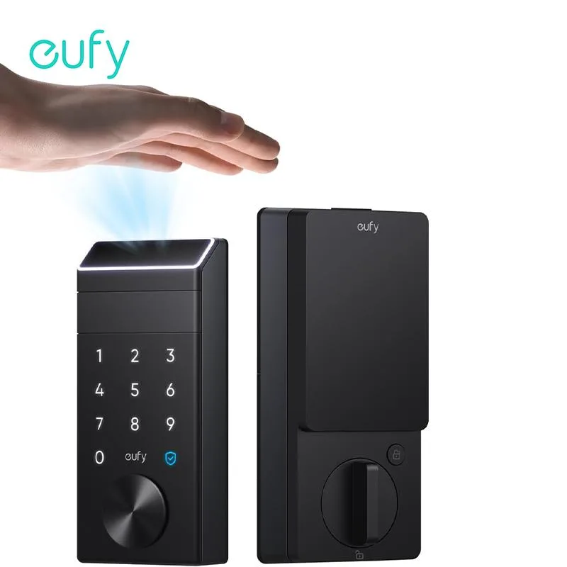 eufy eufy E34 Smart Door Lock Palm Vein 10000mAh 8mo 750mAh IP65 35-55mm 99.9% .6s 50 users — product photo