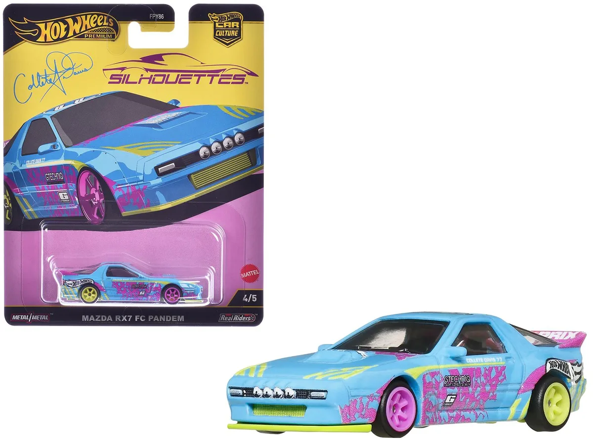 Hot Wheels Hot Wheels Mazda RX7 FC PANDEM Blue Silhouettes Diecast Hobby Collectible 2.75 inches — product photo