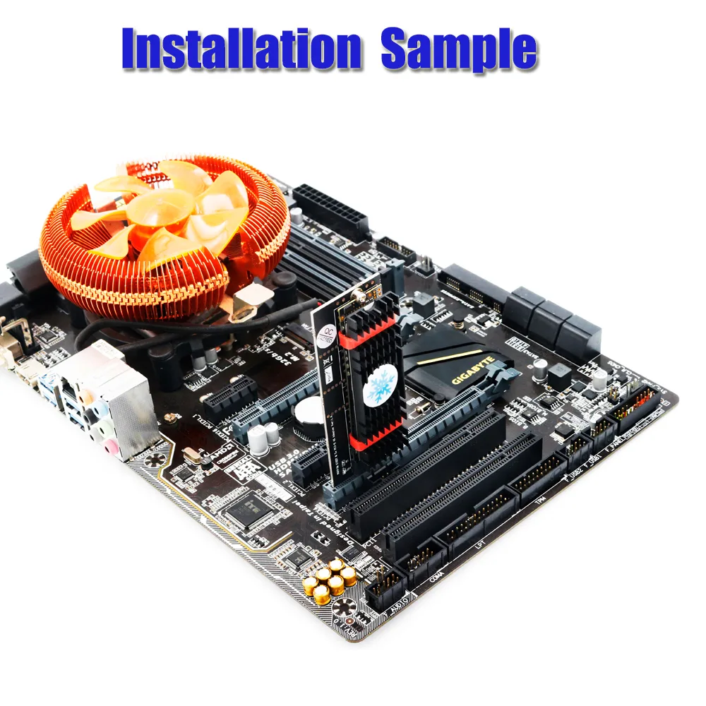 Shenzhen Aimilai Technology Co.Ltd. Shenzhen Aimilai Technology Co.Ltd. M.2 NVMe to PCIe x4 Adapter with Heatsink Gold Aluminum Black — product photo