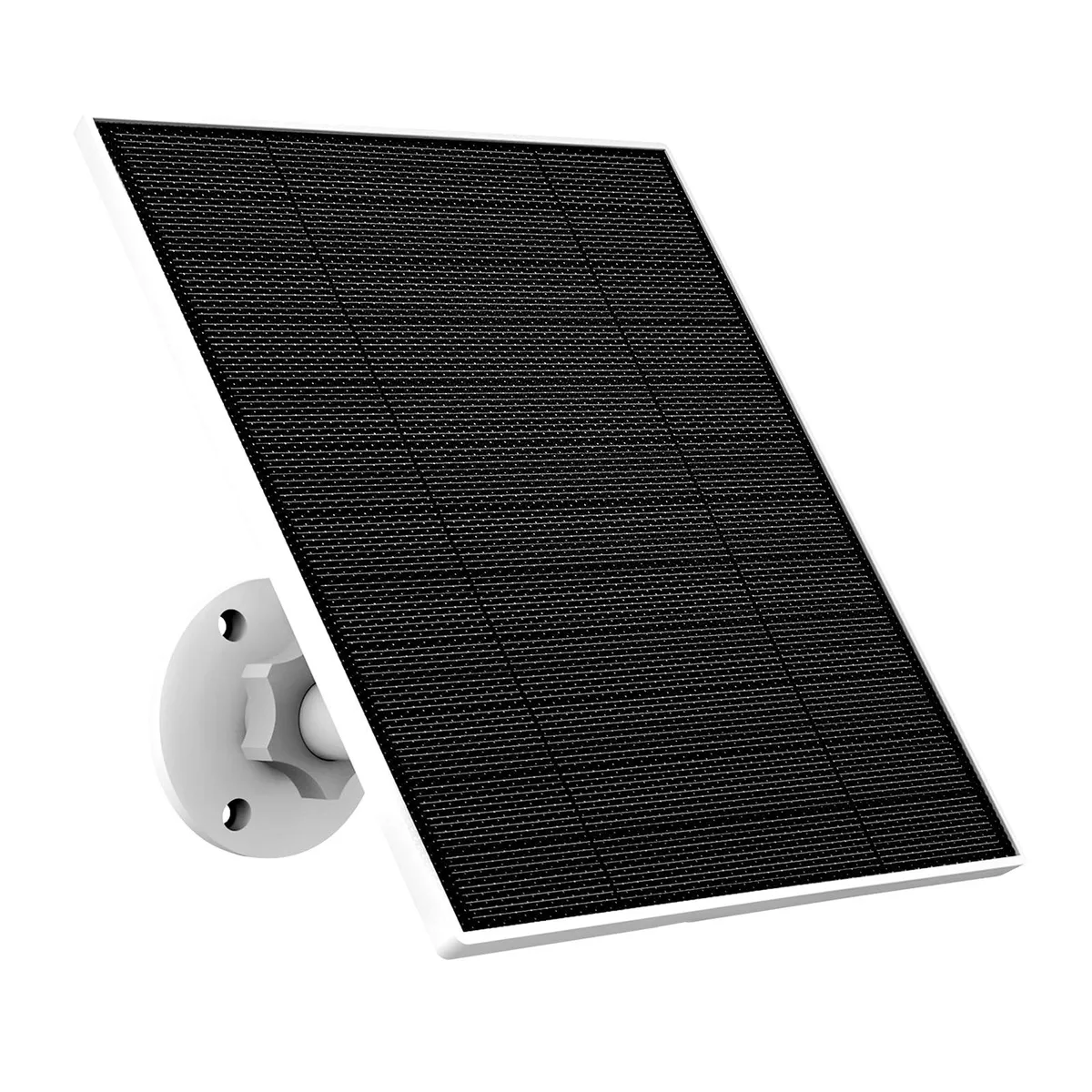 Black rectangular solar panel with adjustable wall mount and 9.8ft cable