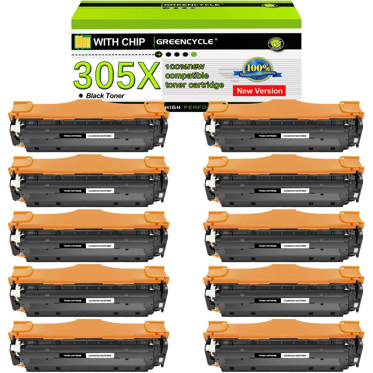 GREENCYCLE GREENCYCLE 305X CE410X Black Toner Cartridge 10 Pack — product photo